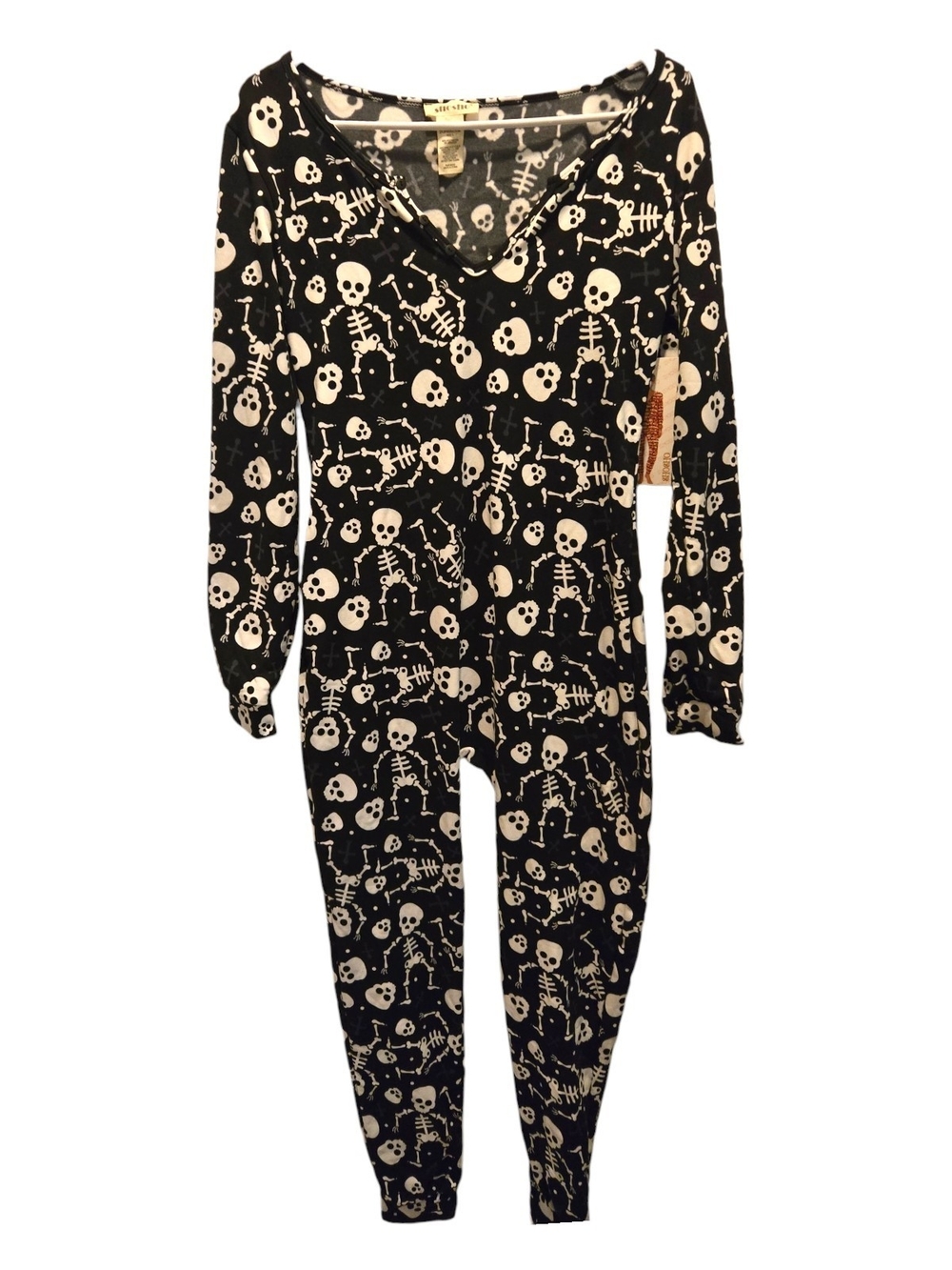 shosho Black Skull Print Onesie Pajama XL